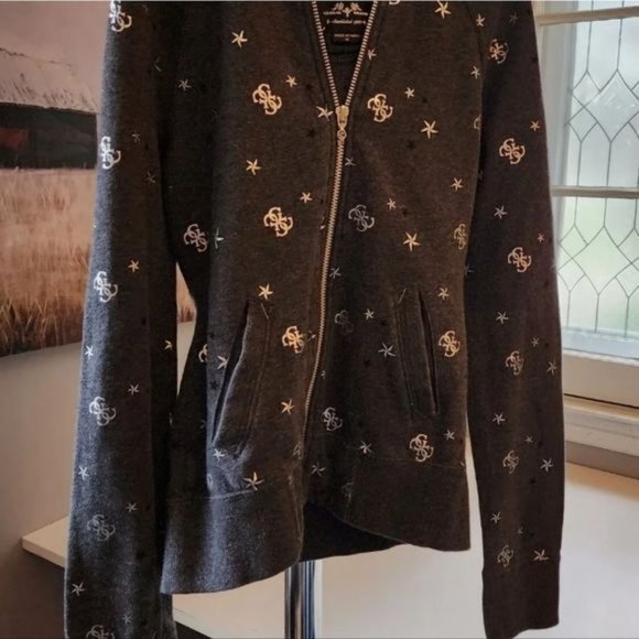 GUESS Jeans Stars & Logo Zip Up Hoodie Sweater xs - Picture 7 of 7